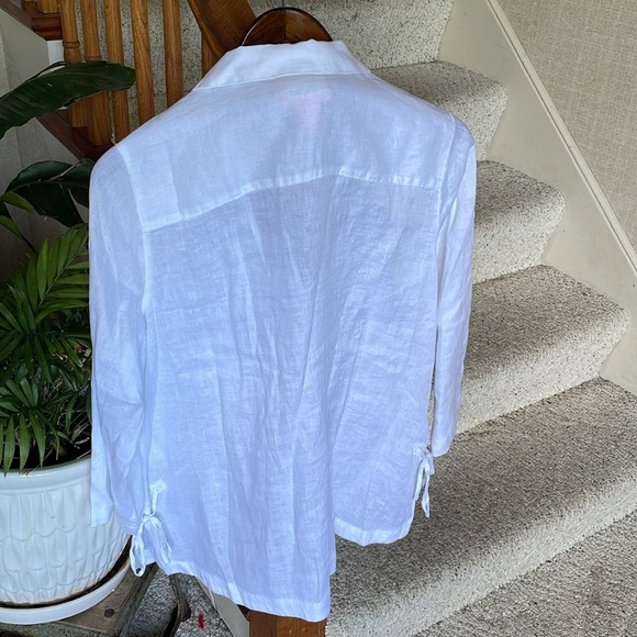 Isaac Mizrahi White Boho Linen Relaxed Beachy Tunic - Picture 6 of 10